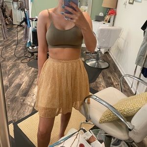 Yellow fitted high waisted skirt